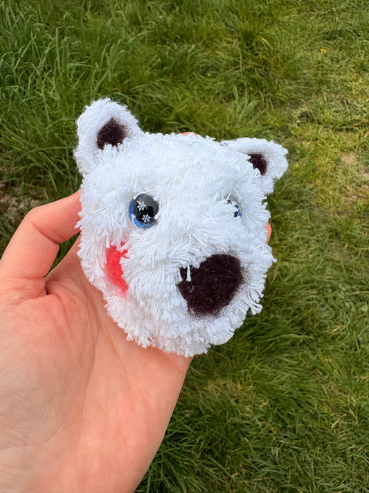 Broche-barrette ours blanc avec joues