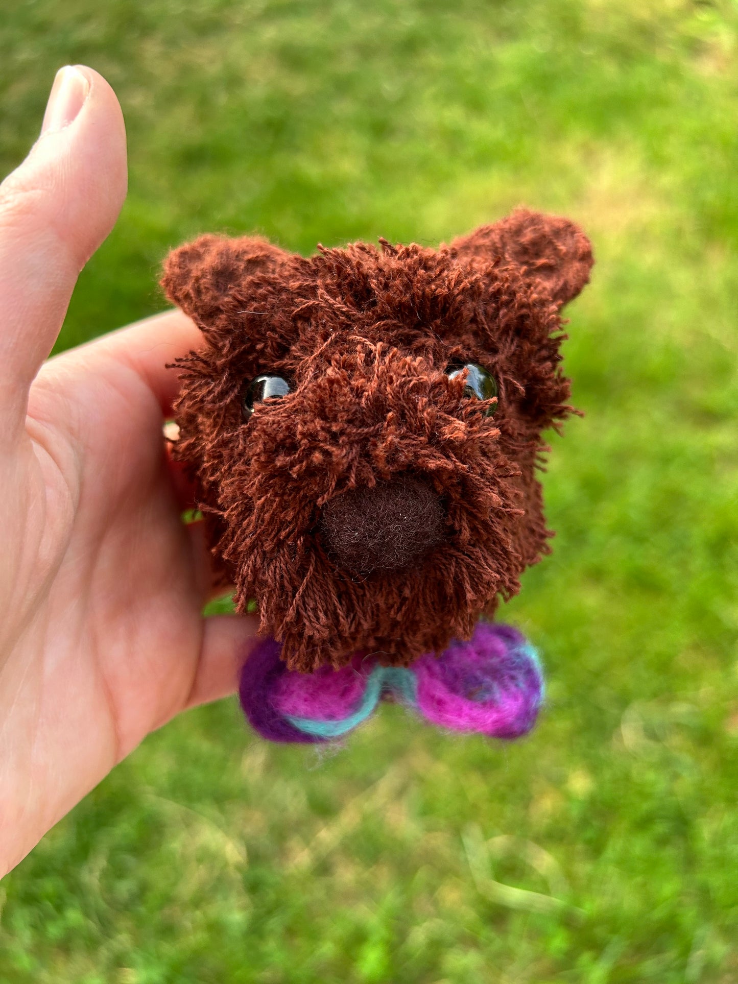 Brown bear with bow Brooch-hair clip